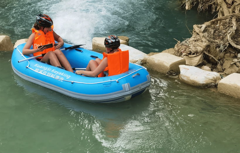 Luang Prabang: Kuang Si Waterfall Jungle Rafting - What you’re really doing on the water: 1 km vs 3 km runs