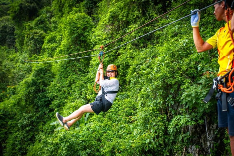 Vang Vieng: Day Tour with Kayaking, Ziplining, and Rafting - Nam Song kayaking: where the views come with a bit of splash