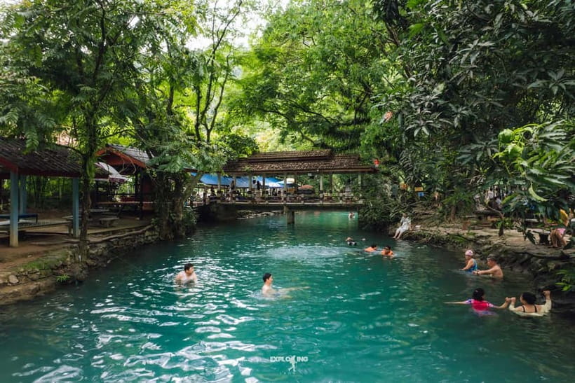 Vang Vieng: Namxay Viewpoint, Blue Lagoon 1 & Phoukham Cave - Phoukham Cave: golden reclining Buddha and careful footing